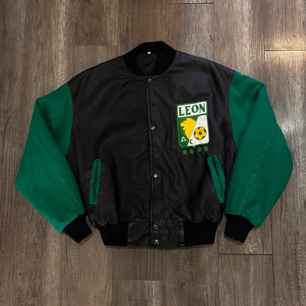 90s Club León Leather Varsity Jacket | Rare Find - Picture 2 of 7